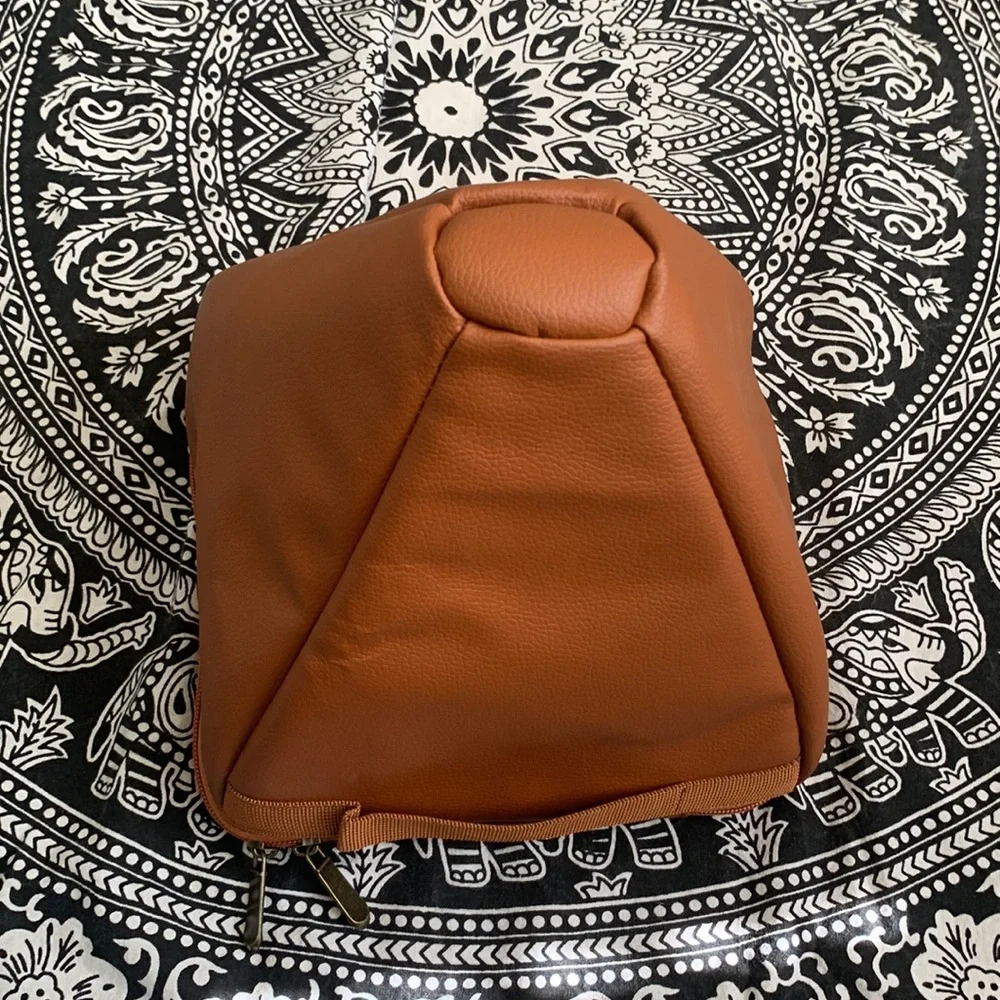 Tan Triangle Cosmetic Bag